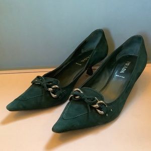 Prada Green Suede Kitten Heel